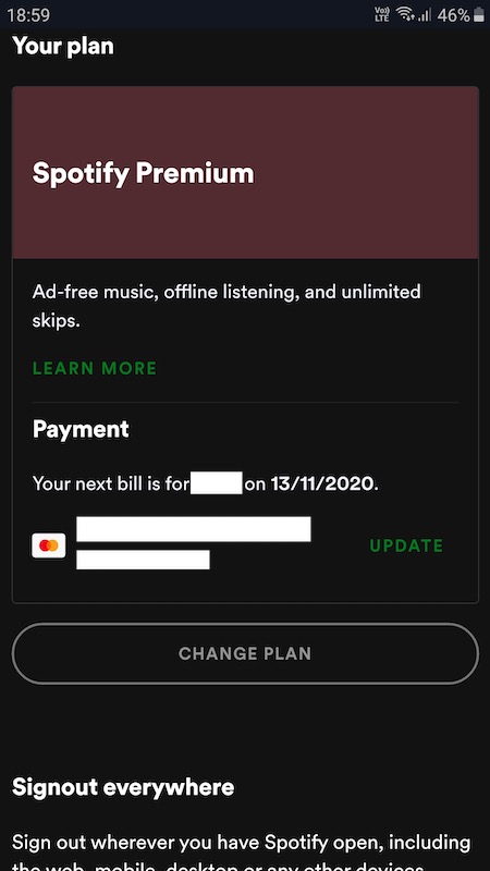 Cancel Spotify From App